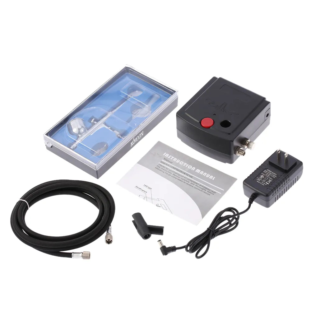 Professional Gravity Feed Airbrush Air Compressor Kit for Art Painting Craft Cake Spray Model Air Brush Nail Tool Set